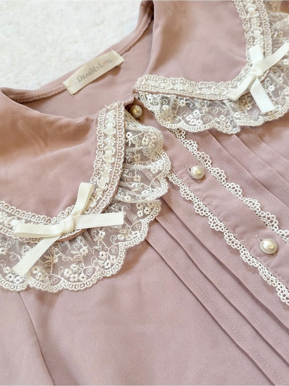 Blouse Jirai Kei Ryosan Lolita Lace Tops Japan Idol White Pink Dear My Love Bow - Picture 2 of 5